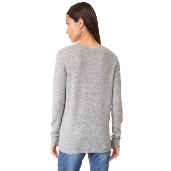 Theory Adrianna Feather Weight Cashmere Sweater V-Neck Heather Gray - M - Picture 3 of 10